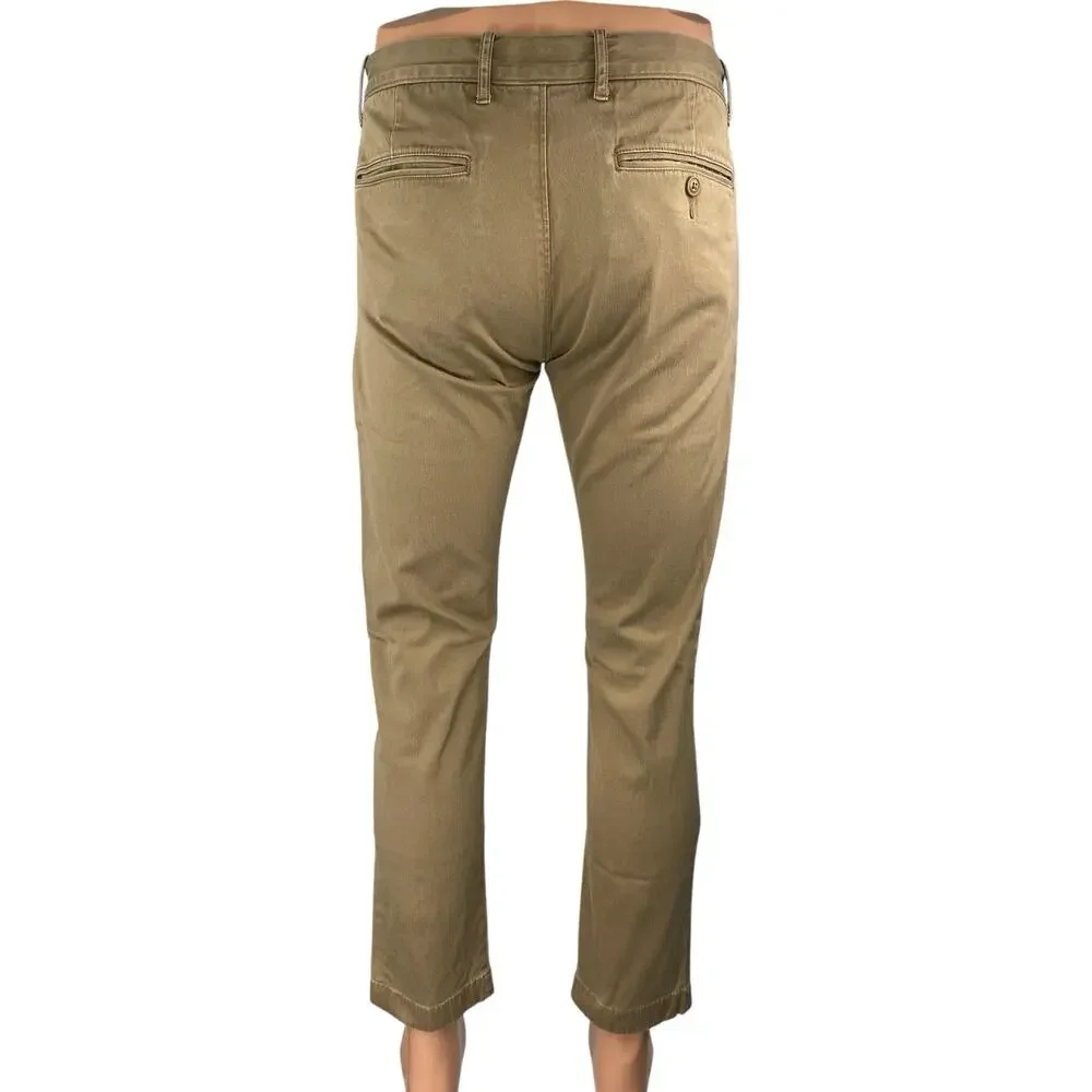 J.Crew Men's Tan Khaki Tapered Leg Mid Rise Stretch Trousers Dress Pants Size 30